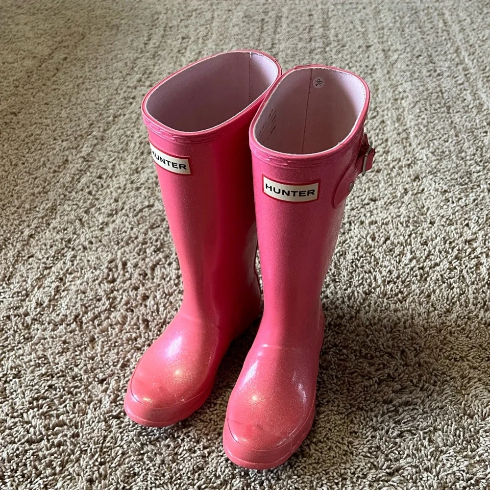 Hunter Kids Pink Glitter Rain Boots